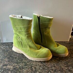 Green Suede Winter Boots